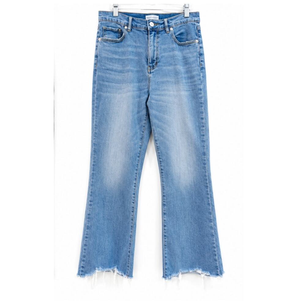 LOFT Light Blue Cropped Frayed Hem Jeans